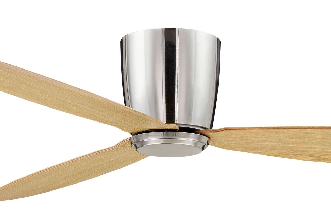 52 Inch DC Chrome Fan in Brushed Chrome with Teak Blades