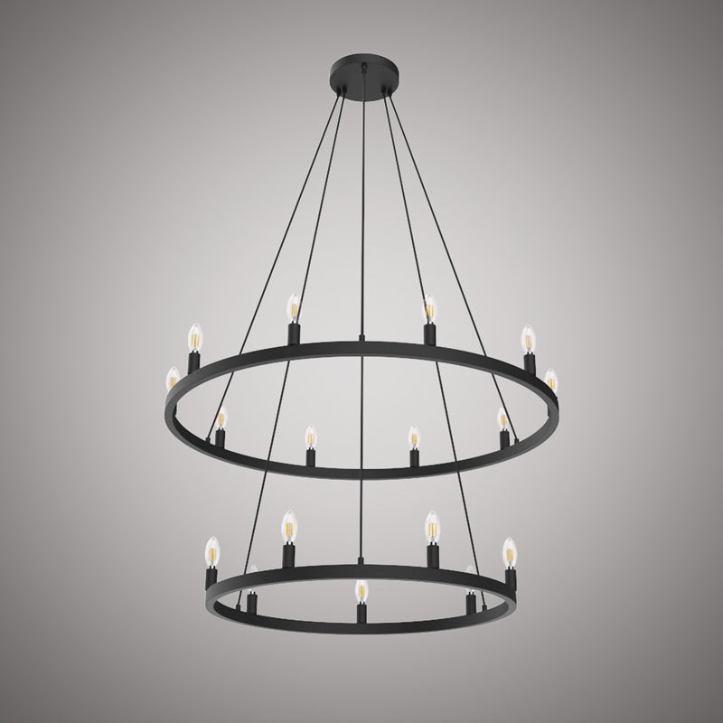 17 Lights Wagon Wheel 39-in Chandelier Matte Black  Dimmable 680W