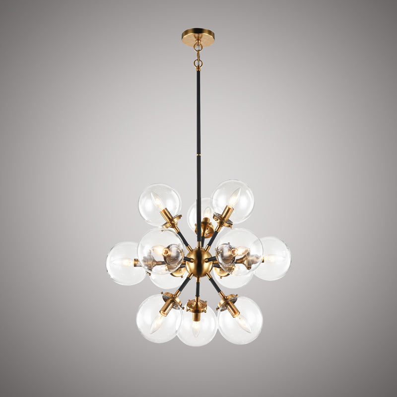 12 Lights Bianca 24-in Clear Glass Chandelier Aged Brass Dimmable