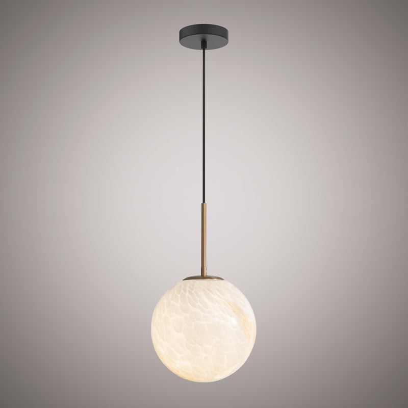1 Lights Pearl Single Pendant Aged Brass/Matte Black  Dimmable 60W