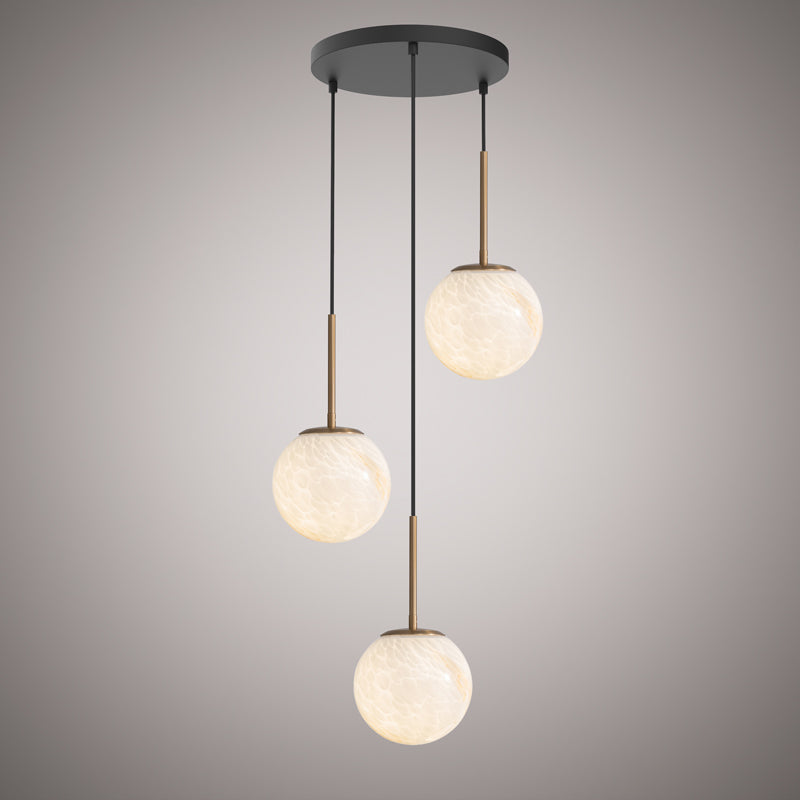 3 Lights Pearl 3-Light Chandelier Aged Brass/Matte Black  Dimmable 180W