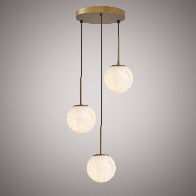 3 Lights Pearl 3-Light Chandelier Aged Brass  Dimmable 180W