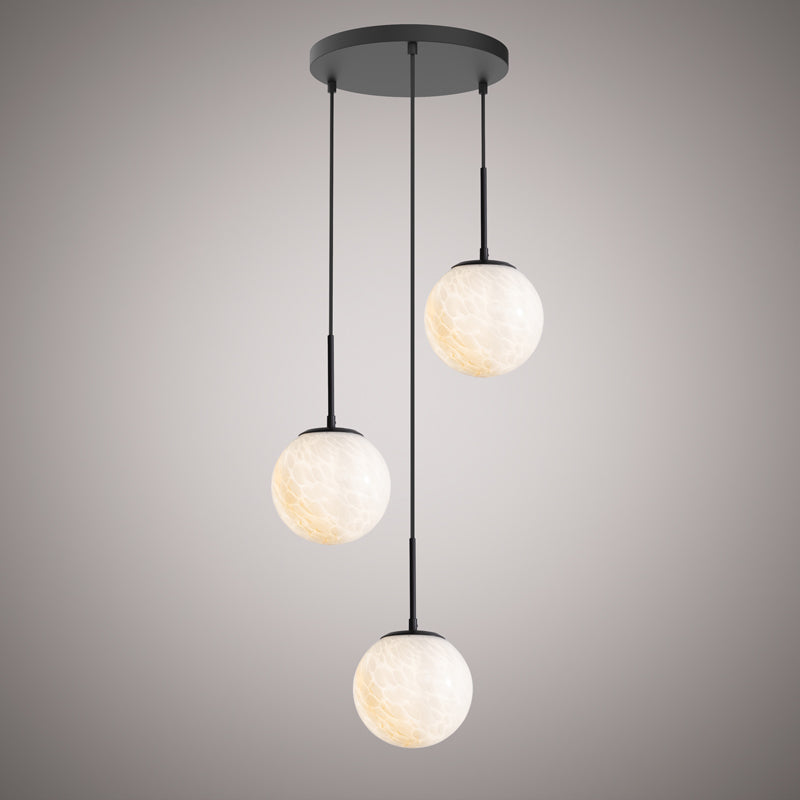 3 Lights Pearl 3-Light Chandelier Matte Black  Dimmable 180W