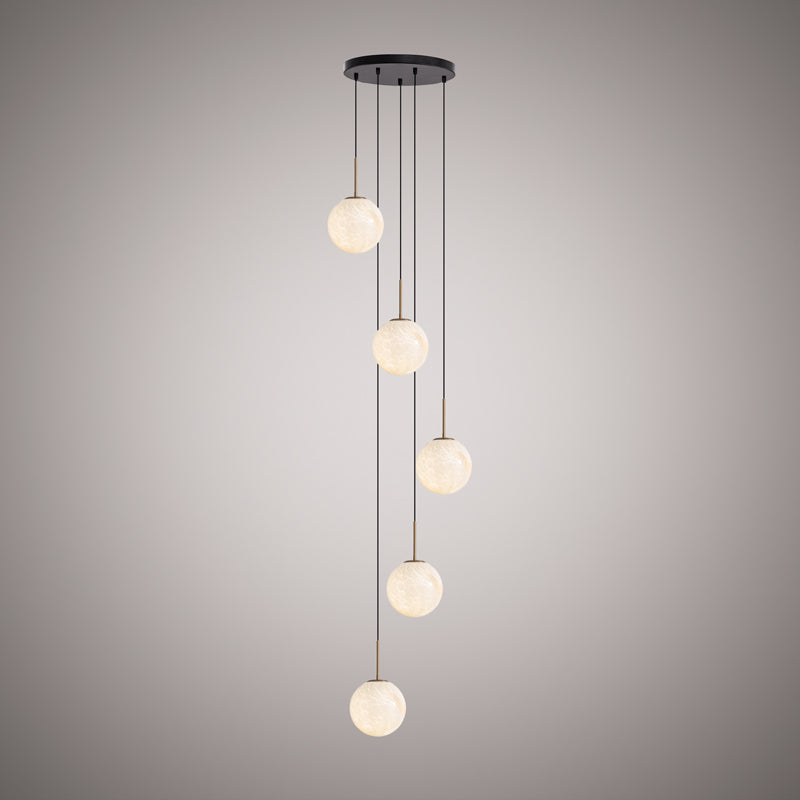 5 Lights Pearl 5-Light Chandelier Aged Brass/Matte Black  Dimmable 300W