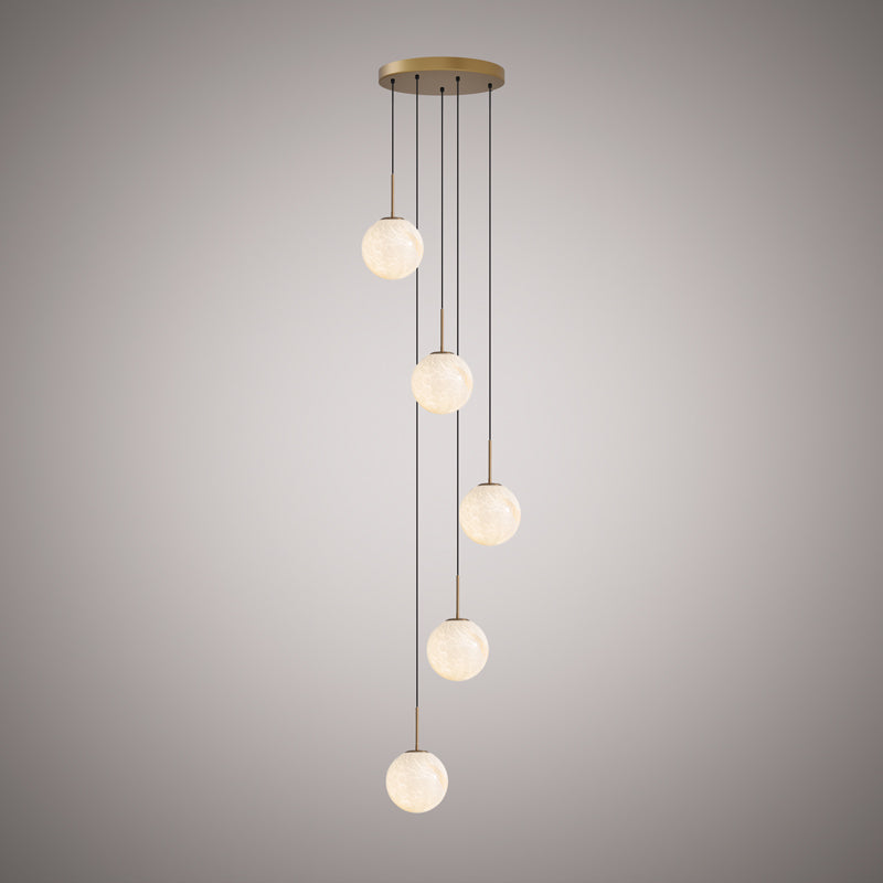 5 Lights Pearl 5-Light Chandelier Aged Brass  Dimmable 300W