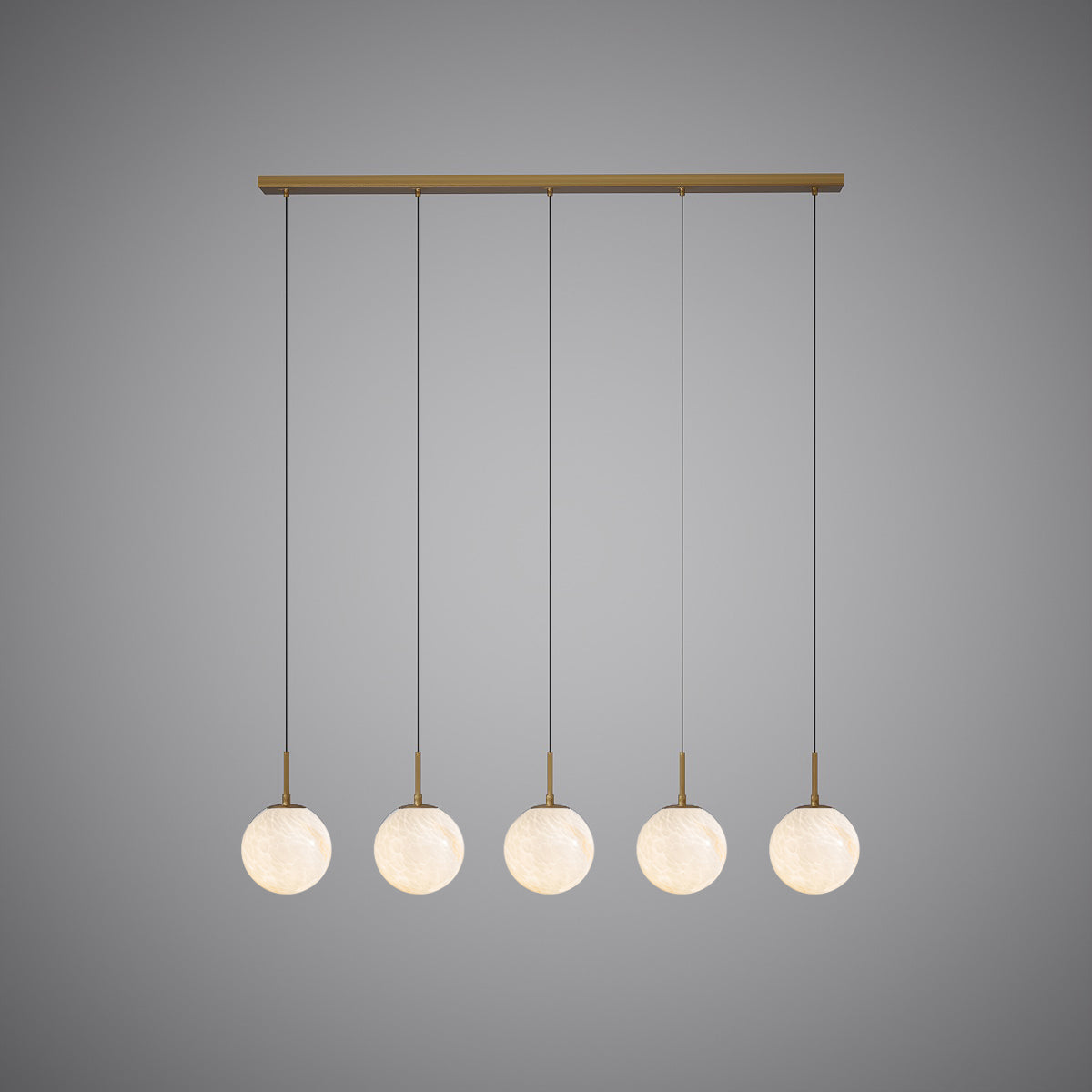 Pearl 47-inch 5-light Aged Brass Dimmable Linear Pendant Light