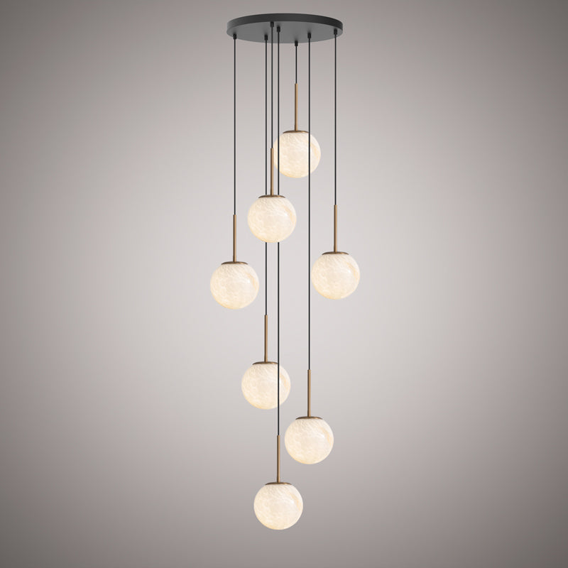 7 Lights Pearl 7-Light Chandelier Aged Brass/Matte Black  Dimmable 420W