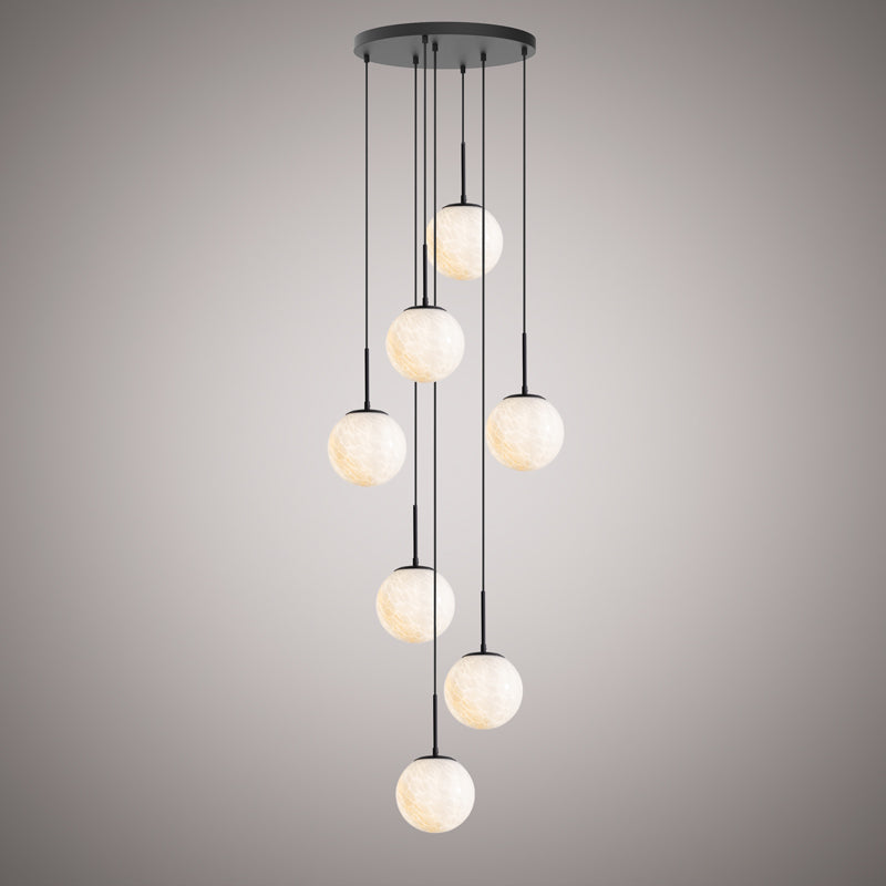 7 Lights Pearl 7-Light Chandelier Matte Black  Dimmable 420W