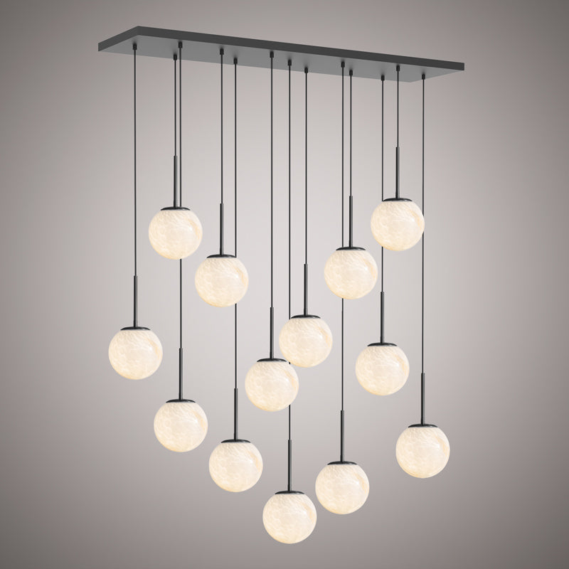 13 Lights Pear 13 Linear Chandelier Matte Black  Dimmable 780W