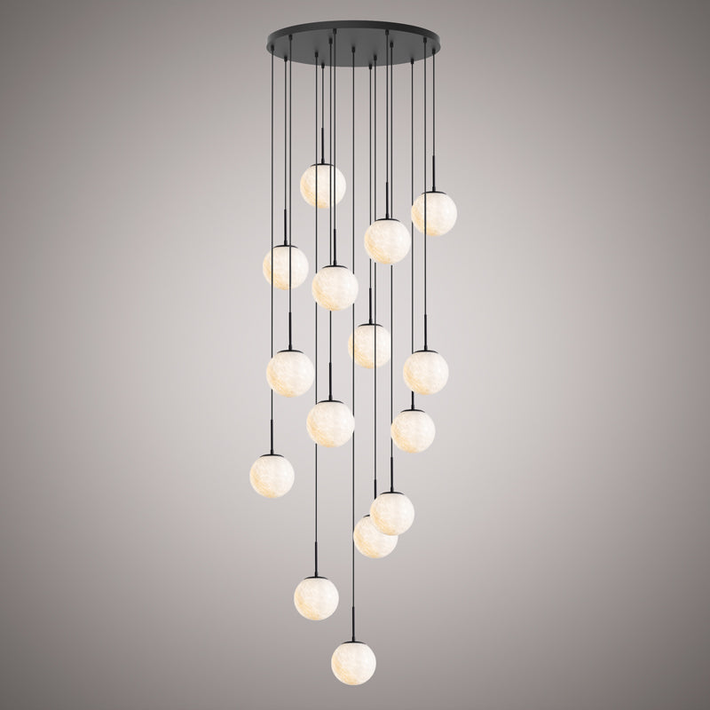 15 Lights Pearl 15-Light Chandelier Matte Black  Dimmable 900W