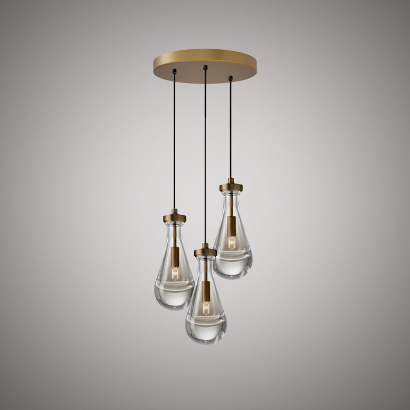 3 Lights Loft 3-Light Chandelier Aged Brass  Dimmable 120W
