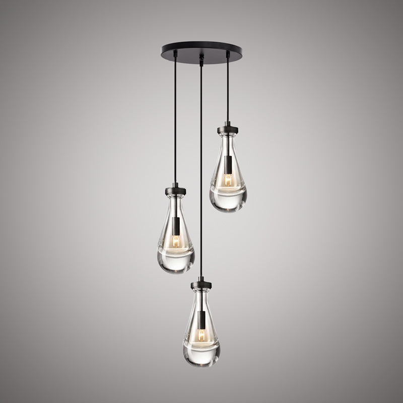 3 Lights Loft 3-light Chandelier Matte Black  Dimmable 120W