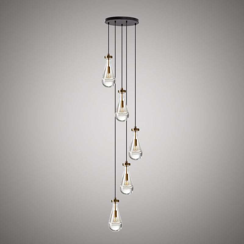 5 Lights Loft 5-light Chandelier Aged Brass/Matte Black  Dimmable 200W