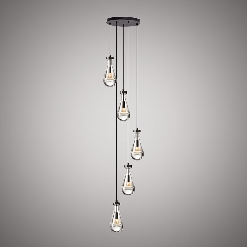 5 Lights Loft 5-light Chandelier Matte Black  Dimmable 200W