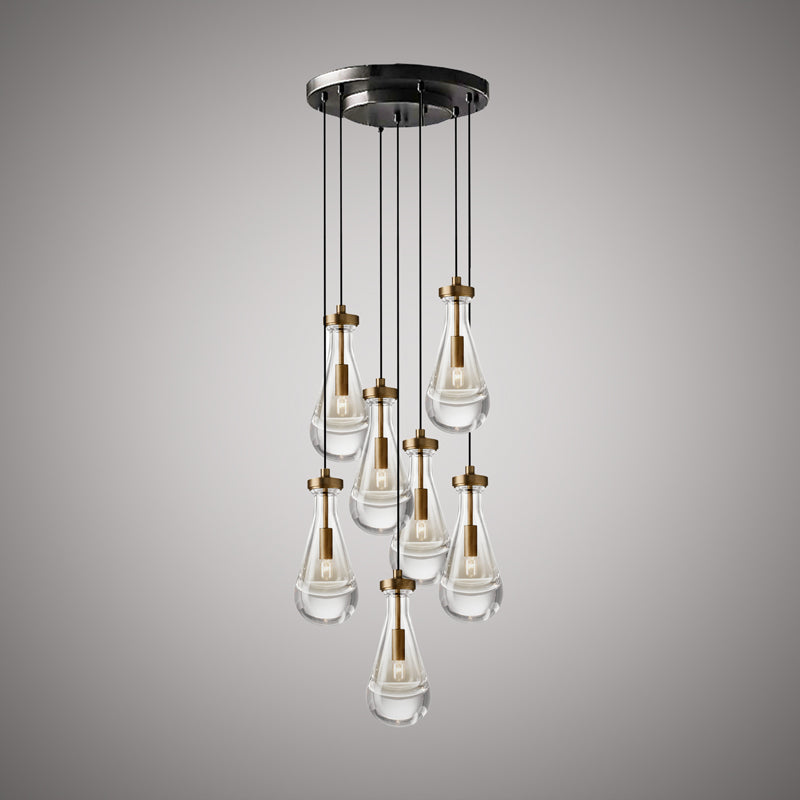 7 Lights Loft 7-light Chandelier Aged Brass/Matte Black  Dimmable 280W