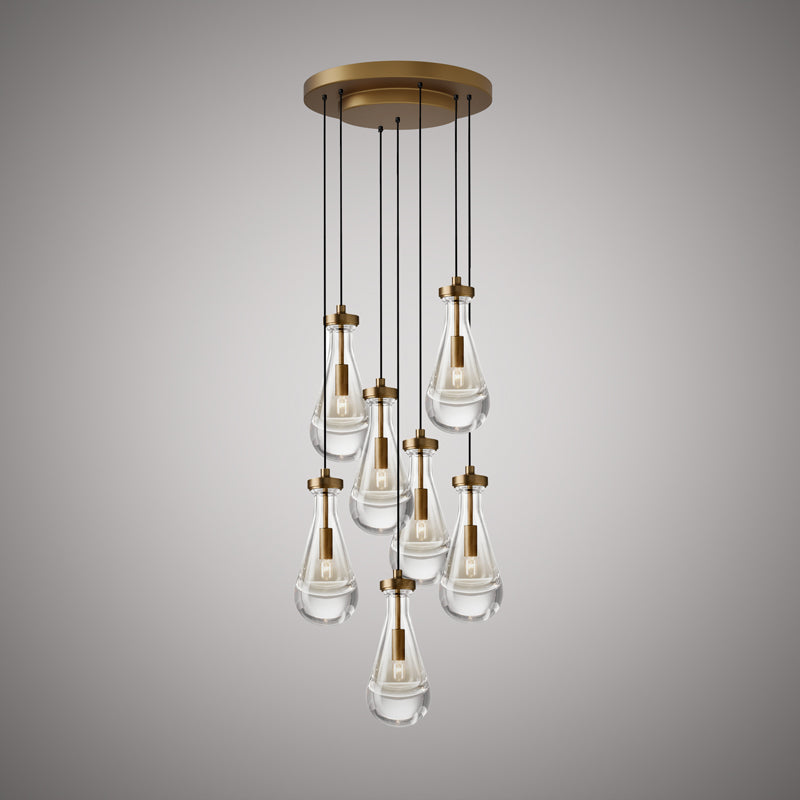 7 Lights Loft 7-Light Chandelier Aged Brass  Dimmable 280W