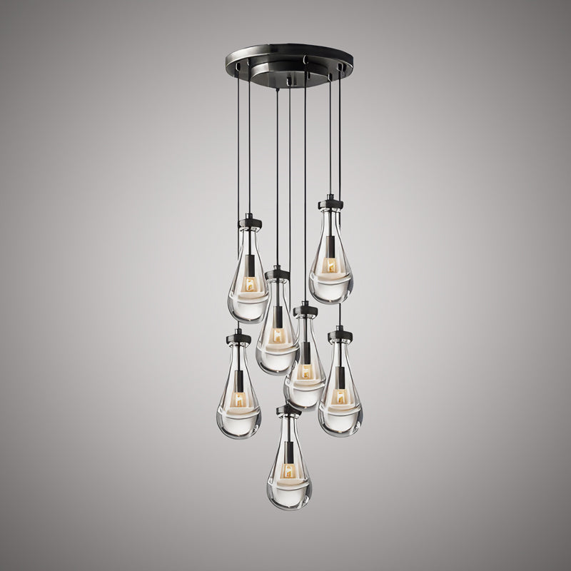 7 Lights Loft 7-light Chandelier Matte Black  Dimmable 280W