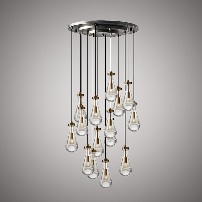 15 Lights Loft 15-light Chandelier Aged Brass/Matte Black  Dimmable 600W