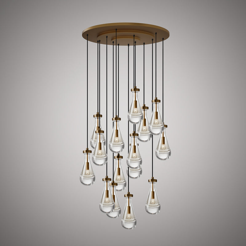 15 Lights Loft 15-Light Chandelier Aged Brass  Dimmable 600W