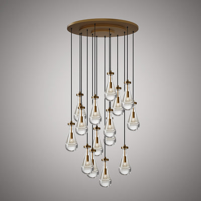 Loft 15-Light Aged Brass Chandelier Dimmable 600W
