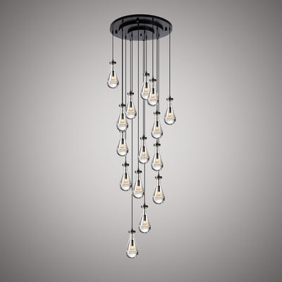 Loft 15-Light Matte Black Chandelier Dimmable 600W