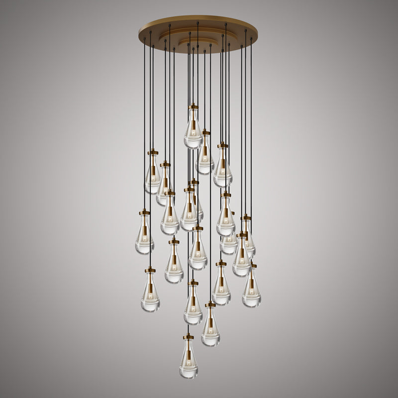 7 Lights Loft 21-Light Chandelier Aged Brass  Dimmable 840W