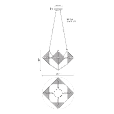 Cairo 21-in Steel Chandelier