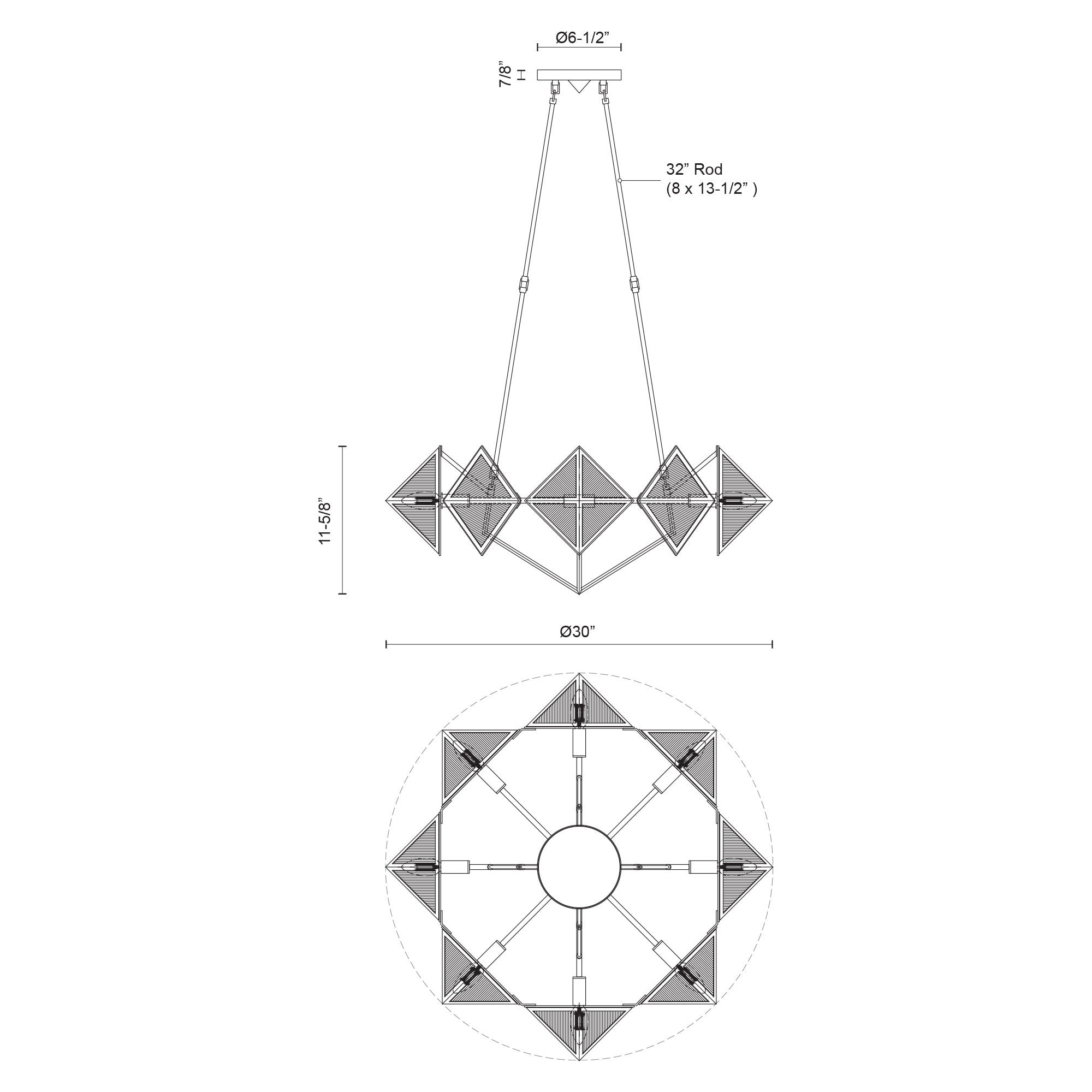 Cairo 30-in Steel Chandelier