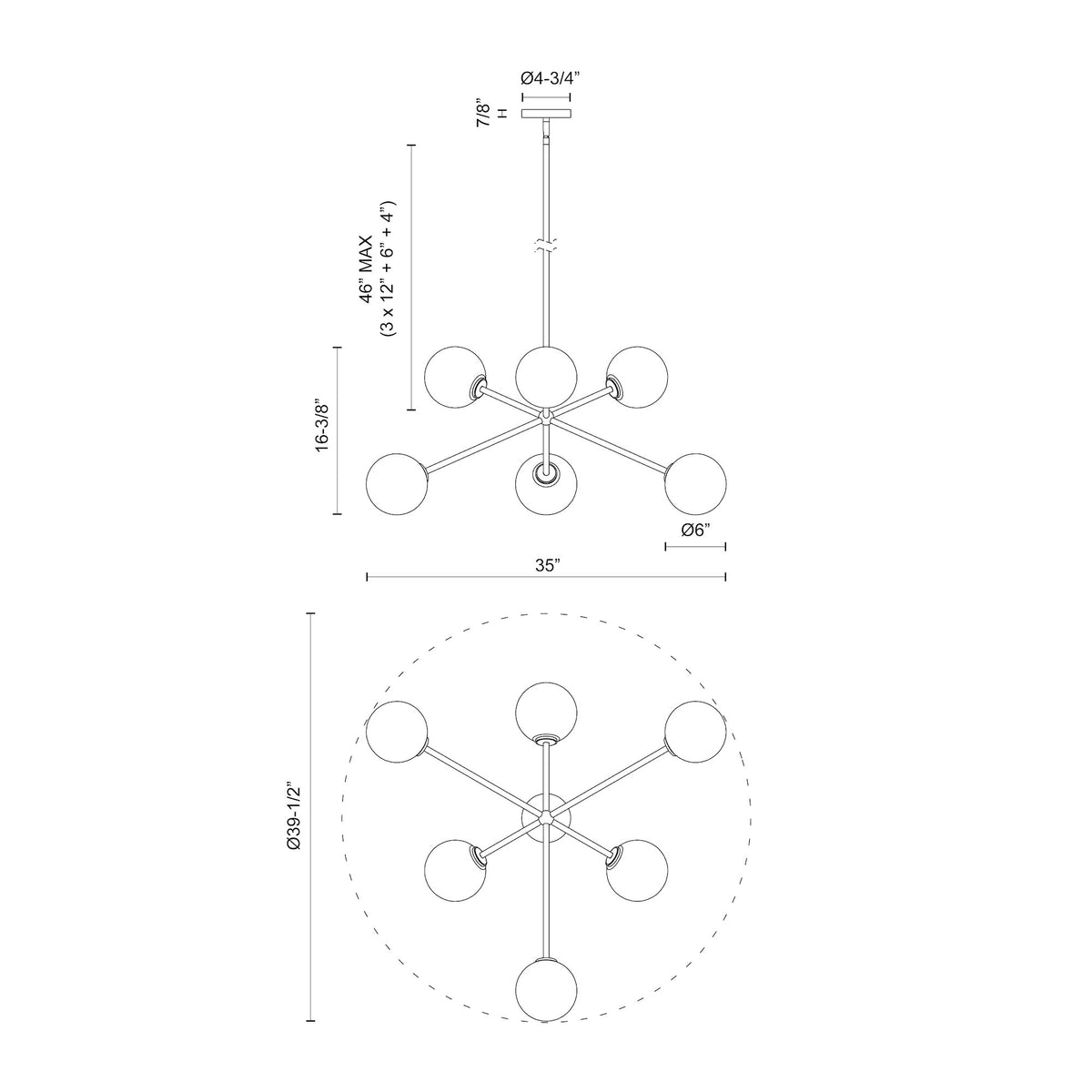 Cassia 40-in Steel Chandelier