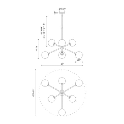 Cassia 40-in Steel Chandelier