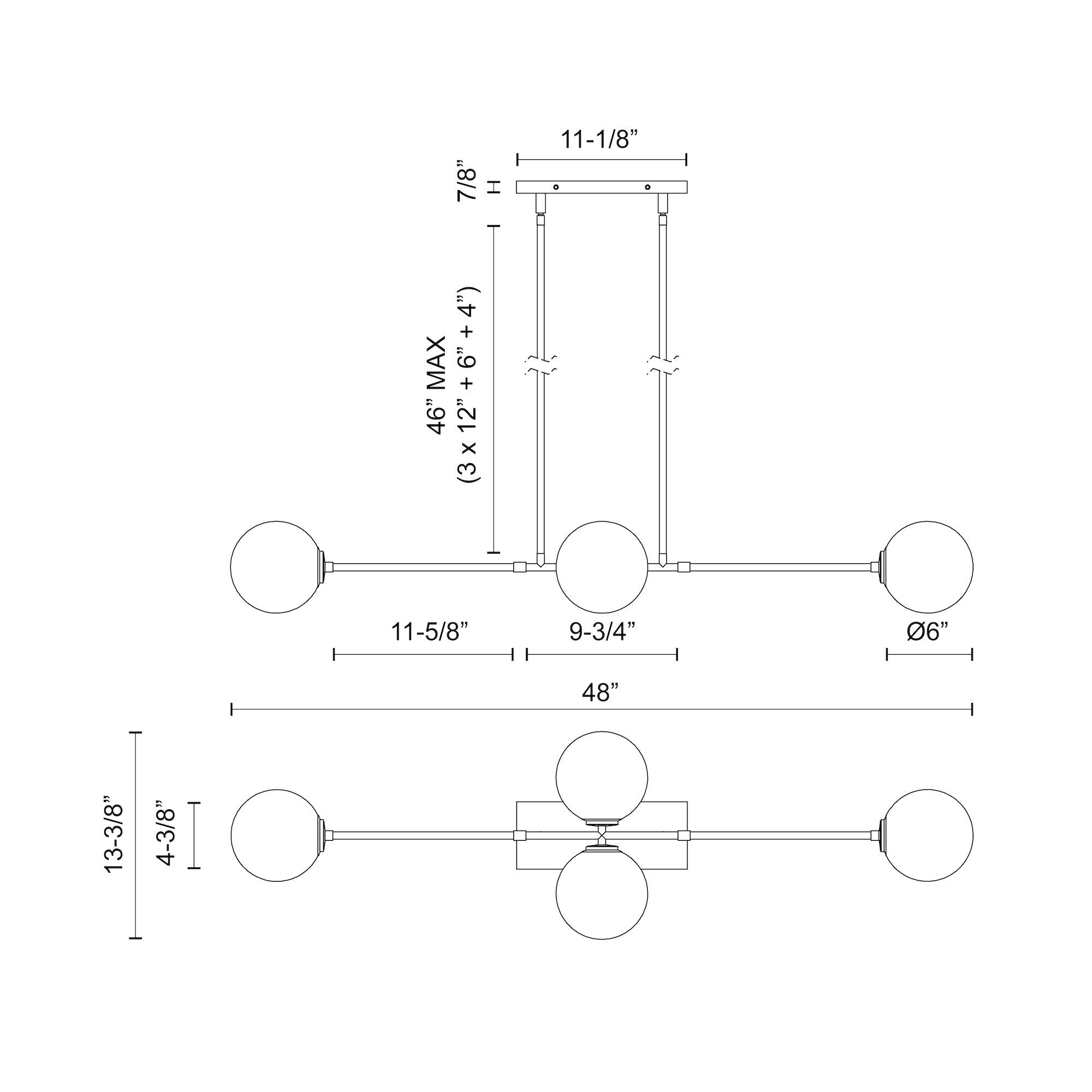 Cassia 48-in Steel Linear Pendant