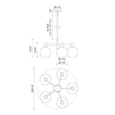Castilla 29-in 5 Lights Steel Chandelier