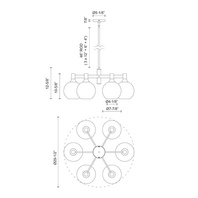 Castilla 29-in 6  Lights Steel Chandelier