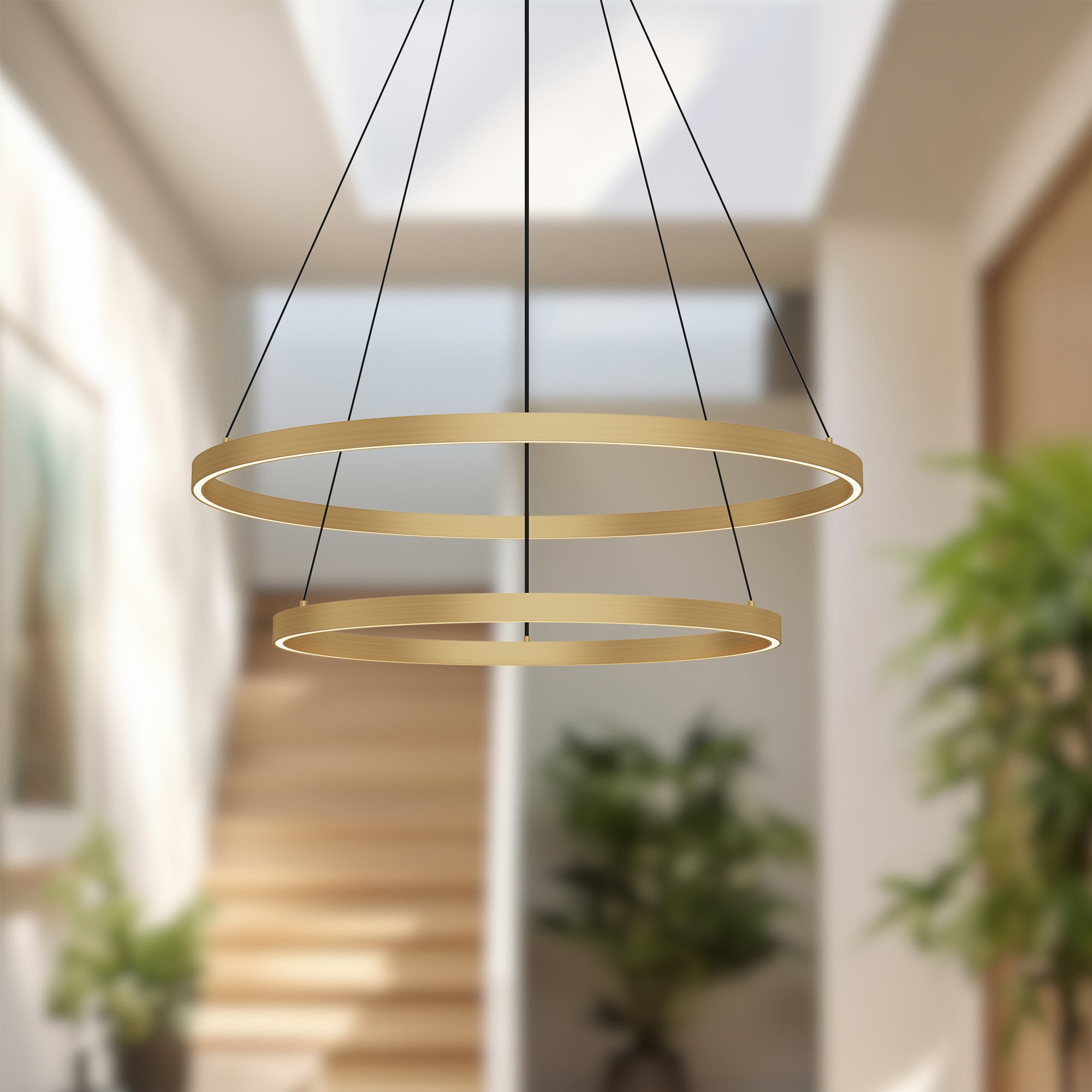 Cerchio 32-in 2 Tier Aluminum Chandelier