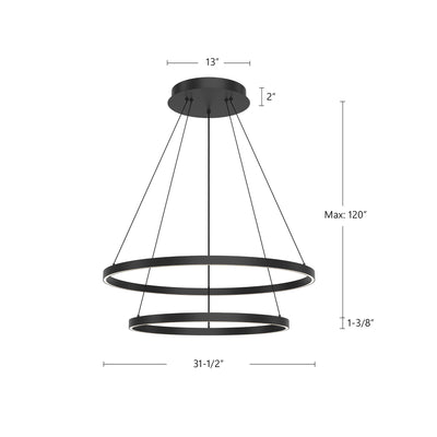 Cerchio 32-in 2 Tier Aluminum Chandelier