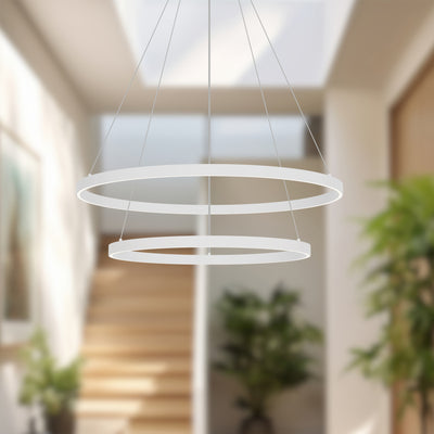 Cerchio 32-in 2 Tier Aluminum Chandelier