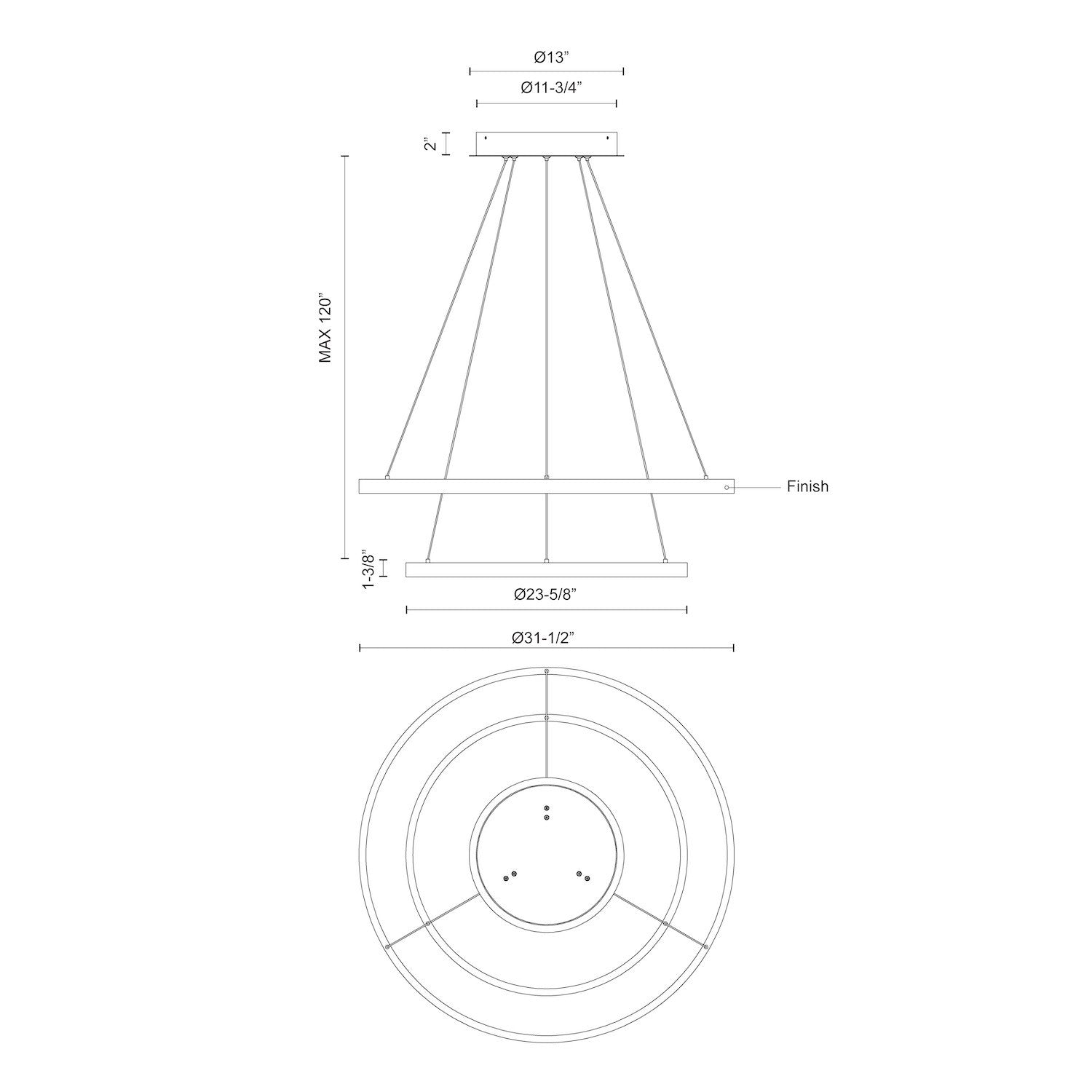 Cerchio 32-in 2 Tier Aluminum Chandelier