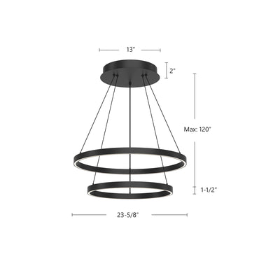 Cerchio 24-in 2 Tier Aluminum Chandelier
