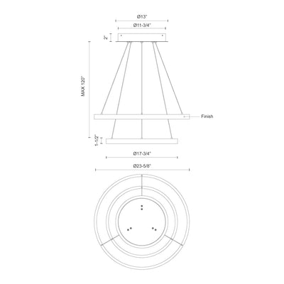 Cerchio 24-in 2 Tier Aluminum Chandelier
