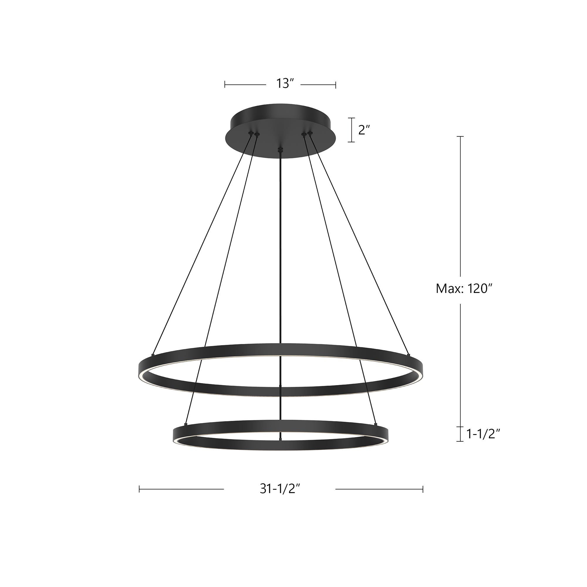 Cerchio 32-in 2 Tier Dimmable Aluminum Chandelier