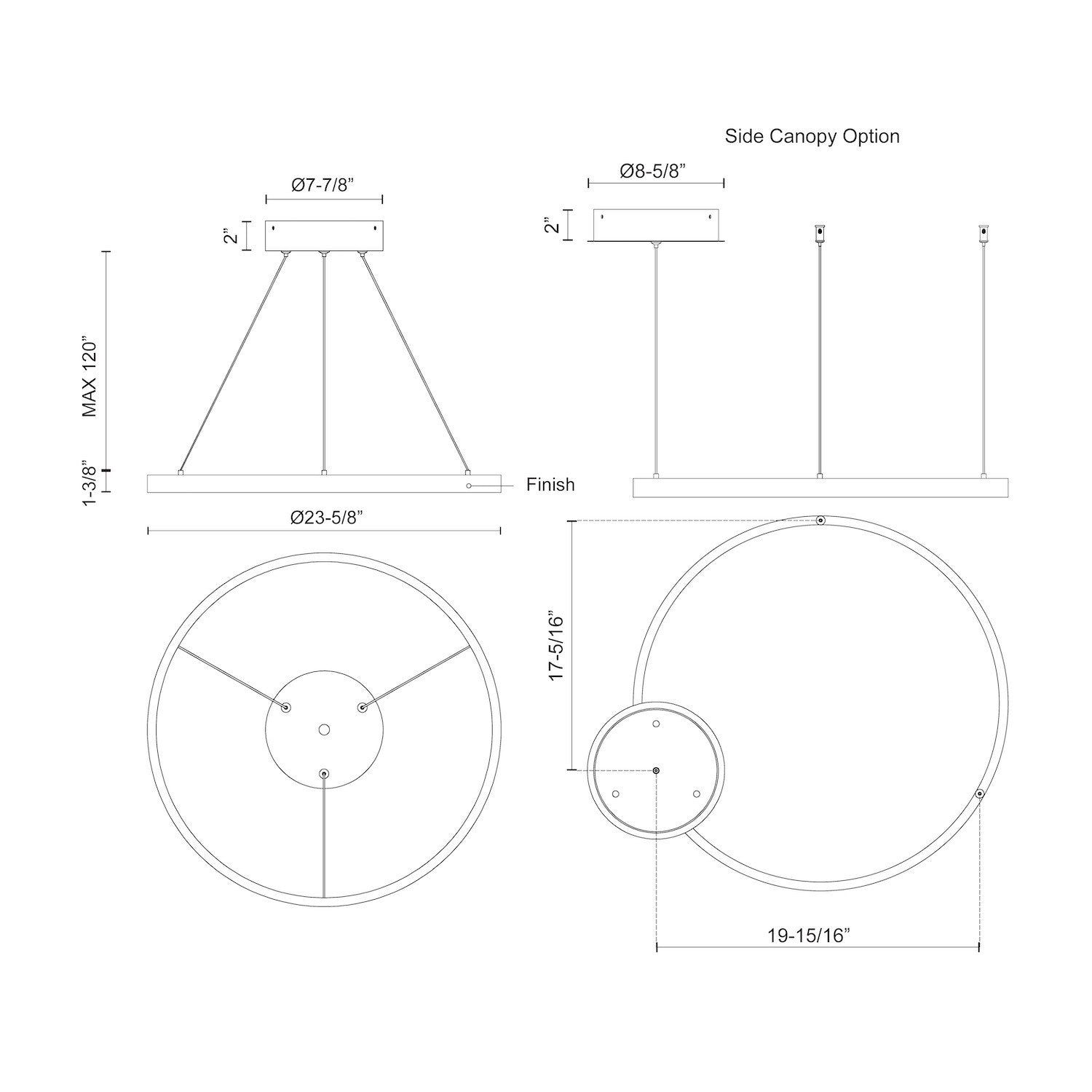 Cerchio 24-in Dimmable LED Downlight Pendant