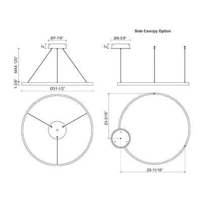 Cerchio 32-in Dimmable LED Downlight Pendant