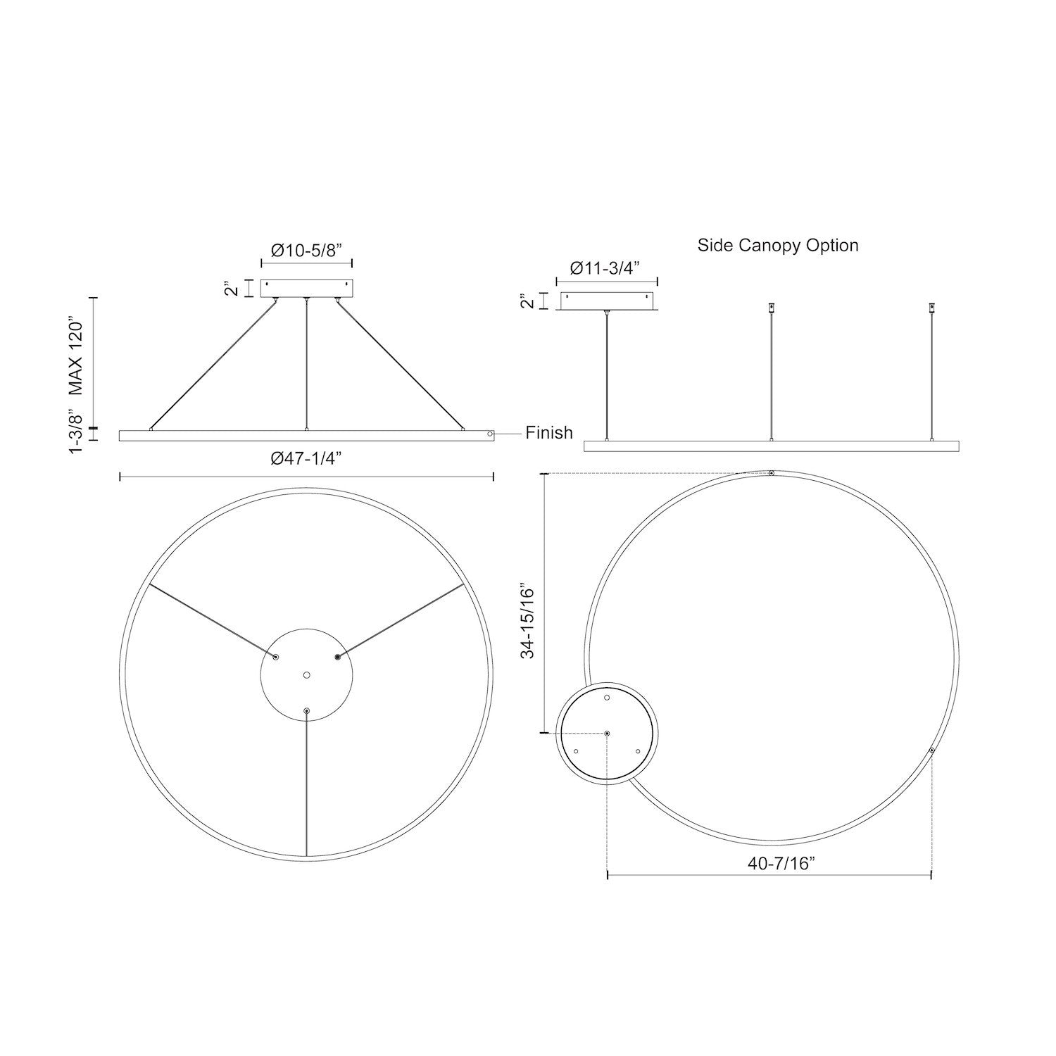 Cerchio 48-in Dimmable LED Downlight Pendant