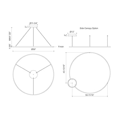 Cerchio 60-in Dimmable LED Downlight Pendant