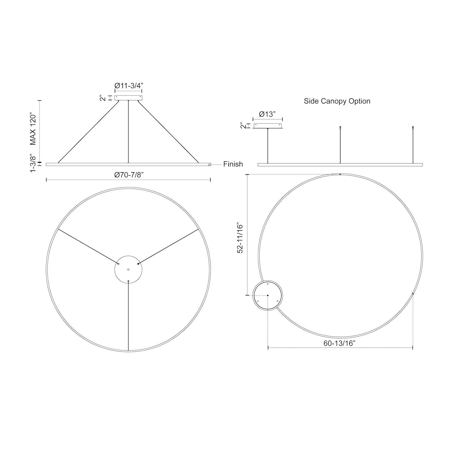 Cerchio 72-in Dimmable LED Downlight Pendant