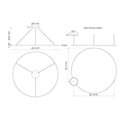 Cerchio 72-in Dimmable LED Downlight Pendant