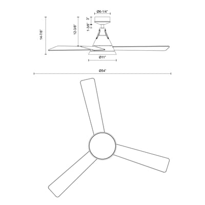 Archer 54-in Matte Black Reversible DC LED Ceiling Fan
