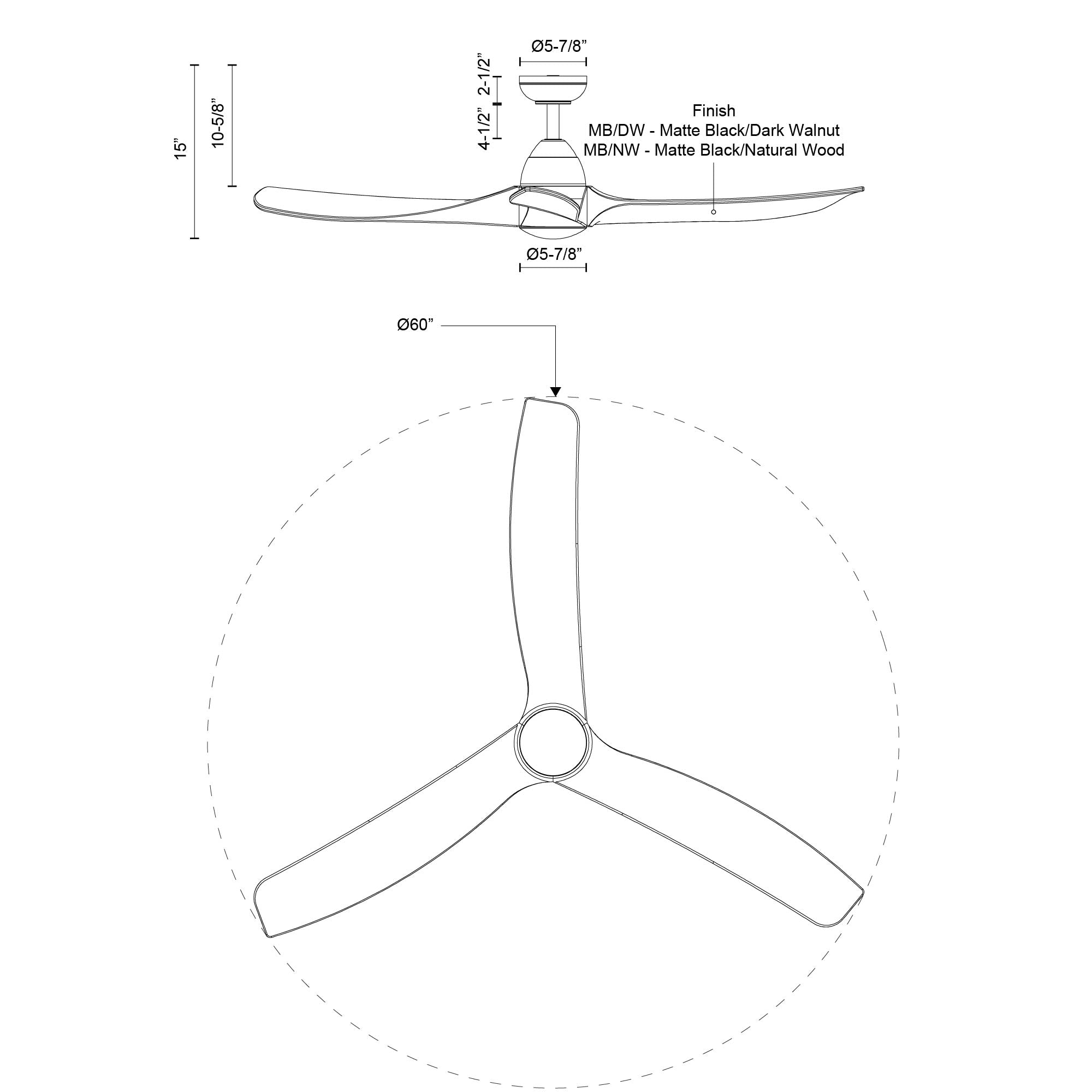 Baylor 60-in White Reversible DC Ceiling Fan