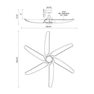 Coronado 60-in Matte Black Reversible DC LED Ceiling Fan