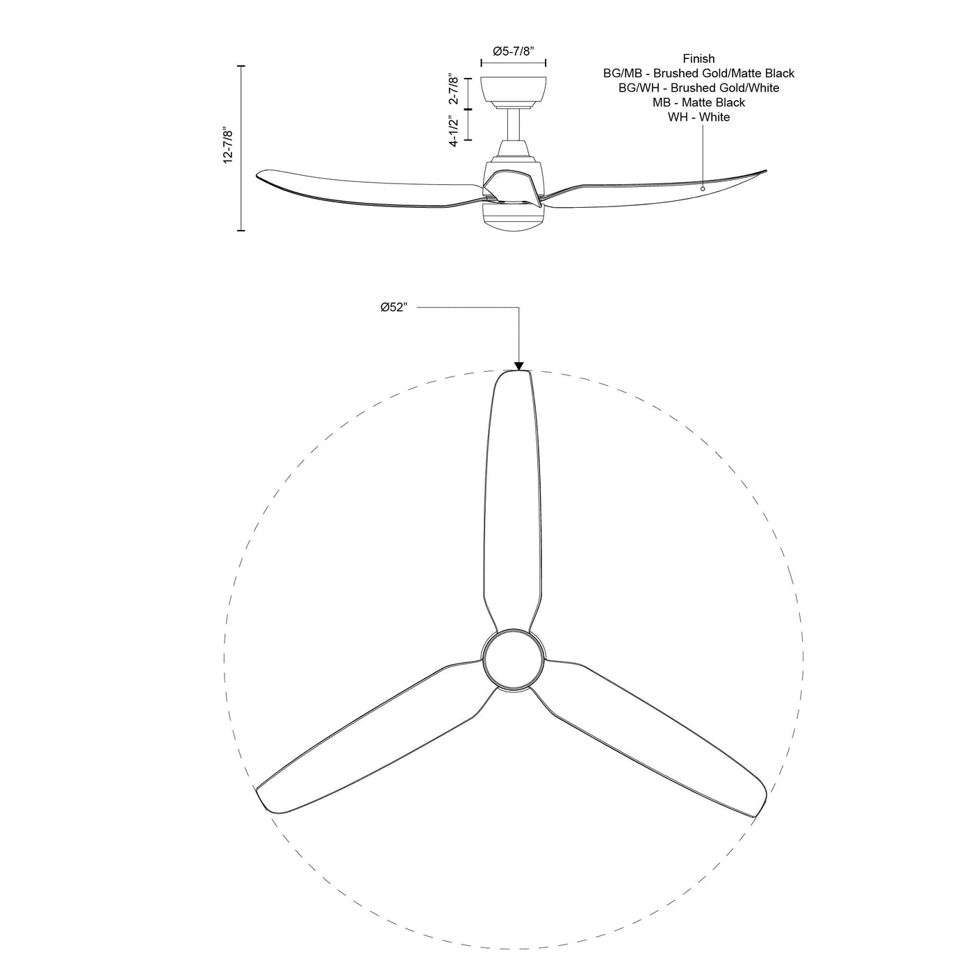 Hugo 52-in Matte Black Reversible DC Ceiling Fan